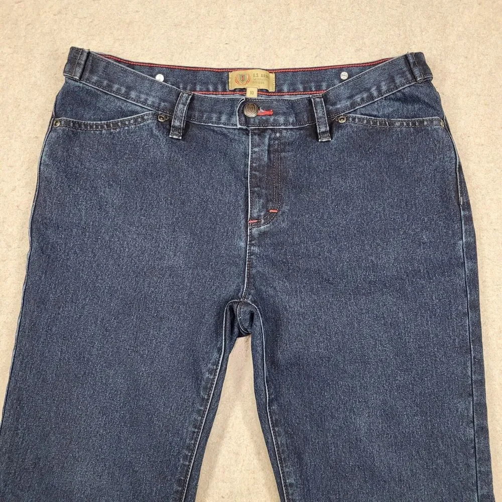 US Army 1st Infantry Division Jeans Womens 10 Blue Denim Dark Wash 32x29 Stretch